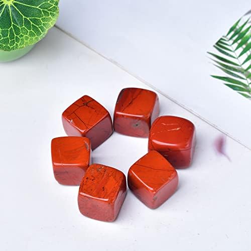 Whiskey Stones Red Jasper Chilling Crystal Ice Cubes for Drinks Whiskey Rocks 0.8" Wine Cubes Gifts for Women Set of 6