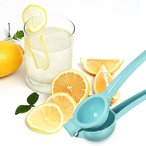 uxcell Manual Hand Squeezer, Aluminium Alloy Lemon Orange Citrus Juicer Suitable for Lemon, Watermelon, Orange, Pomegranate, Cucumber - Blue