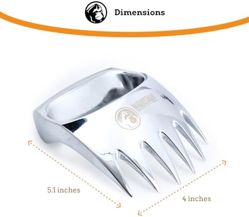 Meat Claws and Meat Shredder for BBQ - Perfectly Shredded Meats, These Are The Bear Claws You Need - Pulled Pork Shredder Claw x 2 For Barbecue, Smoker, Grill (Solid Metal)
