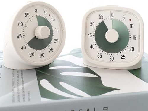 Tiempo Square 60-Minute Visual Analog Timer, Pause Function, 6 Alarm Modes, Magnetic Productivity Focus Desk Timer for Kids, ADHD, Study, Work, Kitchen, Dark Green