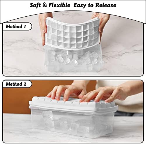 Silicone Ice Cube Tray with Leak-Proof Lid & Storage Bin for Freezer – BPA-Free 36-Piece Nugget Ice Molds, Spill-Resistant Cover & Ice Scoop Container Cover