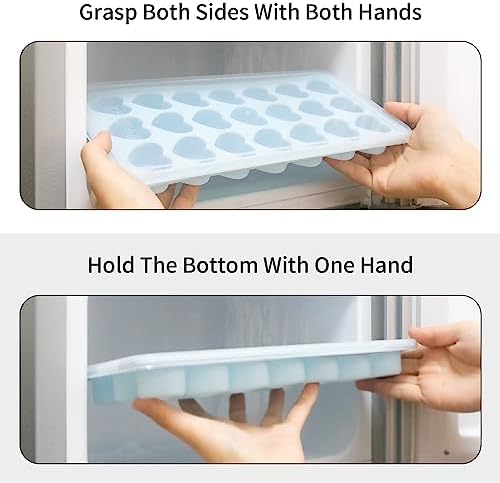 Heart Shape Ice Cube Tray, 21 Holes Silicone Ice Cube Mold with Removable Lid Flexible for Whiskey Cocktail Chocolate