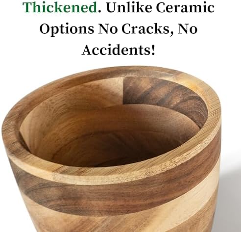 The Garlic Shack Acacia Garlic Keeper For Counter With Lid. Large 5.6 Inch