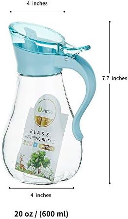 Olive Oil Dispenser, 20 oz / 600 ML, Oil and Vinegar Glass Cruet Bottle Container, Clear Condiment Pots, Seasoning Spice Storage Jar, BPA-FREE, Chef, Professional, Blue