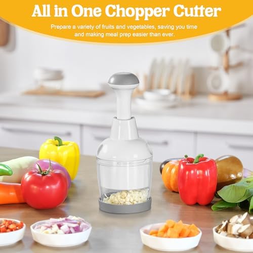 Food Chopper with Container, 360-Degree Blades, Dishwasher Safe, White