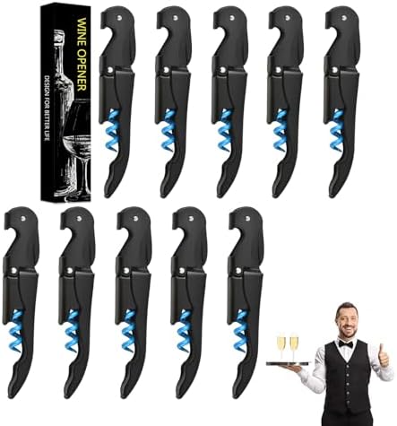 Wine Opener Waiter Corkscrew, Professional Wine Key for Servers, Bartender with Foil Cutter, Manual Wine Bottle Opener Double Hinged (2 Gift Box, Black Blue)