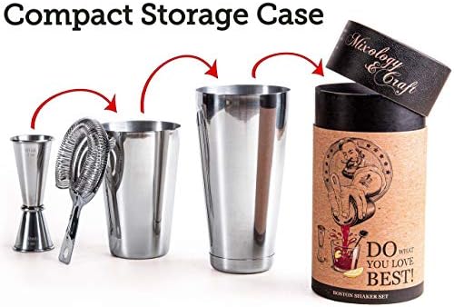 Mixology & Craft Professional Boston Shaker set and Crystal Mixing Glass