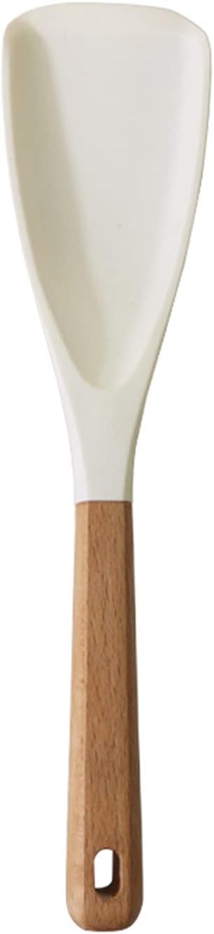 1Pcs Comfortable Wood Handle Fish Spatula Non-Stick, Rubber Duckbill Spatula Fish For Frying Cooking Flipping, Lightweight But Sturdy Wide Thin Flipper