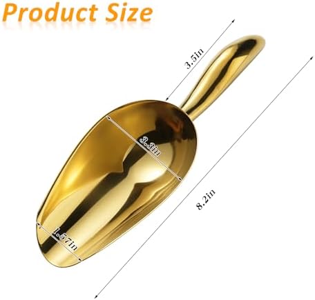 Gold Foodservice Stainless Steel Bar Ice Flour Utility Scoop, 6-Ounce Round Bottom Small ice scoop For Multi-Purpose Use, Contoured Handle