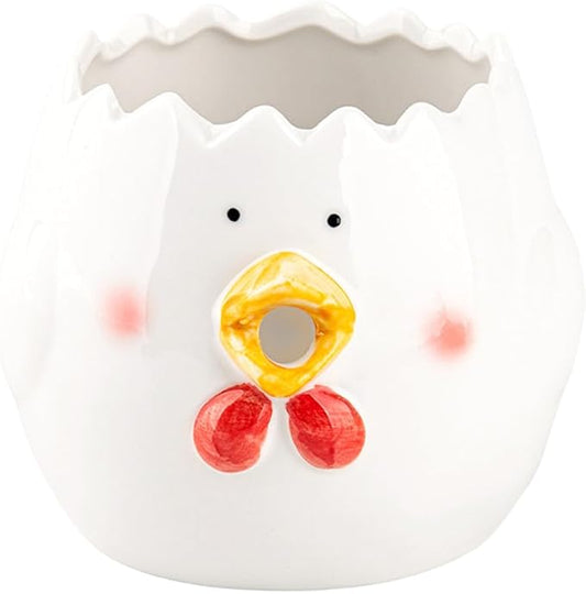 Luxshiny Chick Shape Egg Separator Ceramic Kitchen Tool 3.34X3.34X3.14In Egg Yolk White Splitter for Cooking Baking Home and Cafe Use