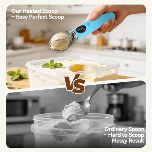 Jripae Heated Ice Cream Scoop with Removable Head for Dishwasher Safe