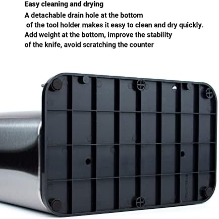 KAUKKO Knife Holder and Utensil Holder Stainless Steel Modern Rectangular Design Universal Knife Block and Kitchen Utensils Organizer for Countertop(Included Chopping Board 3Pcs)