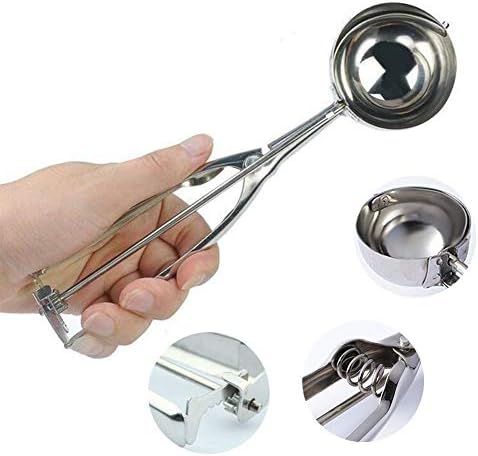 Stainless Steel Ice Cream Scoop with Trigger Release,Professional Cookie Scoop Kitchen Tools,Perfect Muffin Scoop Set for Cookie, Ice Cream, Cupcake, Muffin, Meatball. Mix 3 Pack