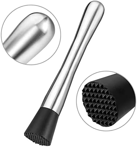 Muddler for Cocktails Bar Spoon Stainless Steel Cocktail Muddler Long Drink Stirrer Bartender Spoon Cocktail Mixing Spoon Muddler and 15ml 30ml Jigger Bar Tool Set for Home