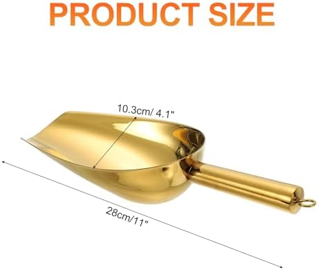 uxcell Metal Ice Scoop, 11" x 4.1"Stainless Steel Ice Scooper for Kitchen Party Bar Wedding Use, Gold