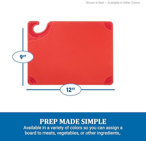 San Jamar Saf-T-Grip Cutting Board With Molded-In Ruler, Plastic Chopping Board for Kitchen, 9" x 12" x 0.35", 1 Count, Blue