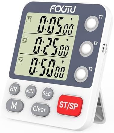 Digital Dual Kitchen Timer, 3-Channel Magnetic Countdown Timer for Cooking