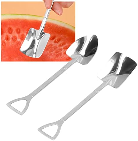 2Pcs 6 Inch Stainless Steel Shovel Spoons,Ergonomic Handle Ice Cream Scoop for Dessert Fruit Yogurt, Mini Kitchen Tableware Tools for Home Restaurant(#1)