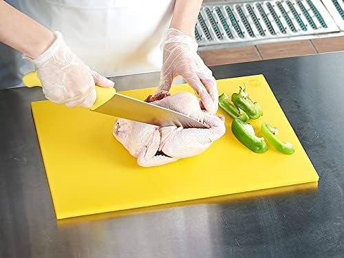CURTA Cutting Boards for Kitchen,18" x 12" x 0.5" Yellow Color Coded Plastic Chopping Board with Anti Slip Surface Dishwasher Safe