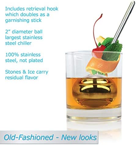 Soireehome Tilt Twin Beverage Chilling Balls, Whiskey Stone Spheres - Set of Two with Garnishing Sticks & Stands, Perfect for Wine, Whiskey and Cocktail Drinks. Ice Cold Food & Drinks Without a Mess