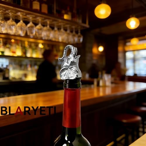 Elephant Wine Pourer Aerator (Silver), Lucky Animal Bottle Pour Spout, Zinc Alloy Drip-Free Stopper Attachment for White Elephant Gifts, Bar Cart Decor