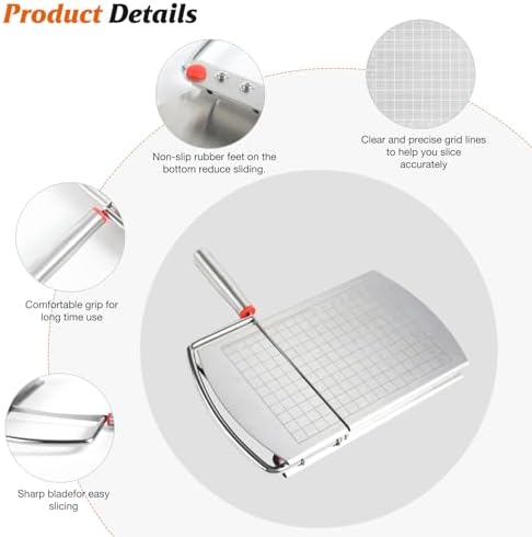 Cheese Slicer Cutter, Stainless Steel Cheese Cutter Board with Blade for Block Cheese, Vegetables, Butter, Sausages, Bread