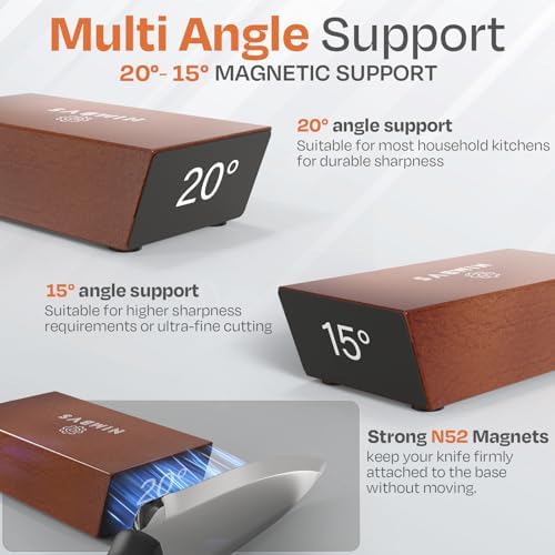 Rolling Knife Sharpener Kit with Diamond & Ceramic Sharpening System – 1000# Grit Whetstone, 15° & 20° Magnetic Angles, Non-Slip Base, Professional Sharpening Kit for Kitchen & All Blade Types