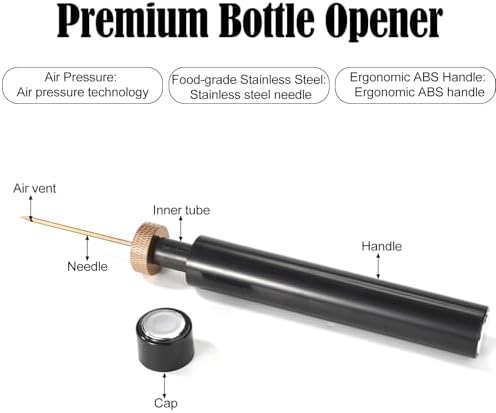 Wine Openers, 2026 New Portable Needle Type Wine Bottle Openers Air Pressure Pump Cork Remover Efficient Corkscrew for Home Travel Picnic Party Essential Accessories (Black, Gold)
