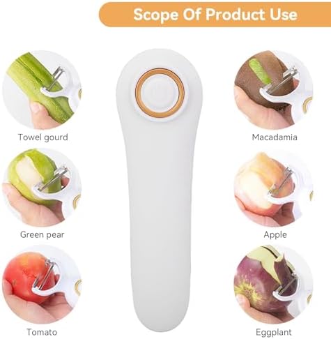 Electric Potato Peeler, Handheld Vegetable Peeler Set with 3 Interchangeable Blade Heads USB Rechargeable Veggie Fruit Peeler for Pears, Carrots, Cucumber