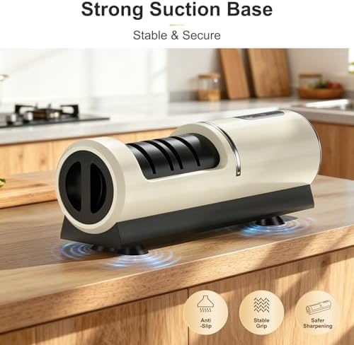 Rechargeable Electric Knife Sharpener with Replaceable Grinding Wheels