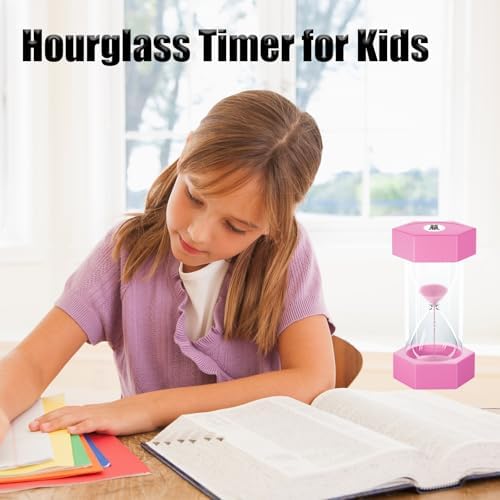 Hourglass Sand Timer for Kids, 1/3/5/10/15/30 Minutes Large Acrylic Unbreakable Visual Sand Clock Set, Colorful Sandglass for Classroom, Games, Office, Kitchen Decor (Pack of 6)