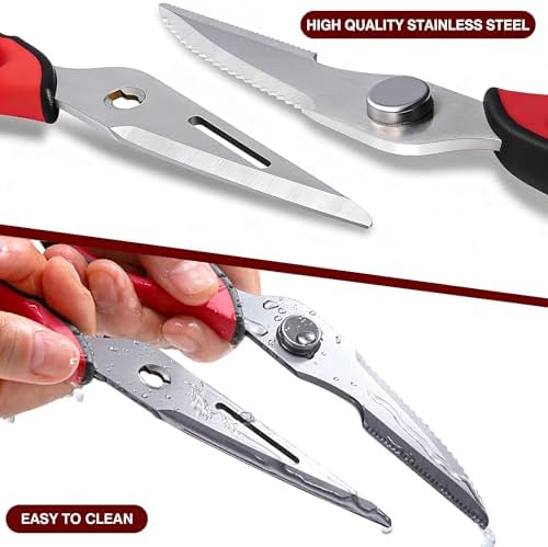 Come Apart Kitchen Scissors for Food, All Purpose Kitchen Shears (Red)