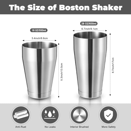 Sabary 12 Pcs Shakers Bartending Boston Cocktail Shaker, Silver