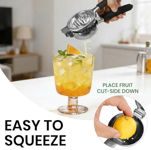 Stainless Steel Lemon Squeezer,Large Manual Citrus Juicer,Free Brush