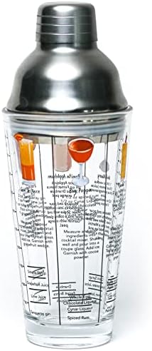 14 oz Recipe Glass Cocktail Shaker With Strainer Top - Includes 6 Cocktail Drink Recipes (Hip Hop Theme)