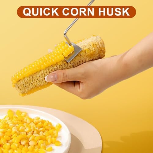 Corn Peeler, 2025 New Corn Cob Peeler, Stainless Steel Long Handle Corn Stripping Tool, Corn Peeler for Corn on the Cob, Corn on the Cob Remover for Home Kitchen, Restaurant, Picnic (3pcs)