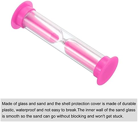 PATIKIL 2 Minute Sand Timer, 4Pcs Small Sandy Clock with Plastic Cover, Count Down Sand Glass for Games, Kitchen, Party Favors DIY Decoration, Pink