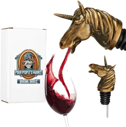 Pour People's Market Unicorn Wine Aerator - Decanter Pour Spout - Wine Accessories - Red Wine - Liquor - Great for Halloween and Wine Parties - Unique Goth or Christmas Gift for Wine Lovers