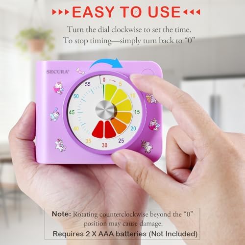 Secura 60 Minute Visual Timer for Kids, Countdown Timer for Time Management