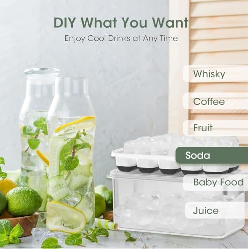 DOQAUS Ice Cube Tray with Lid and Bin,4 Pack Ice Cube Trays for Freezer