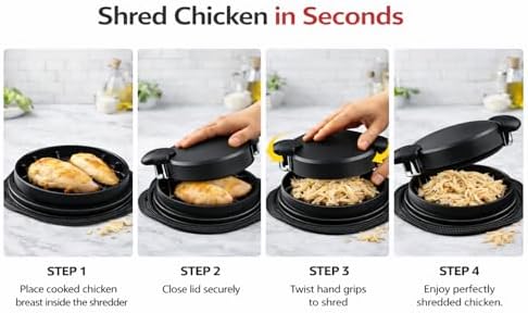 Chicken Shredder Tool Twist – Large Meat Shredder for Chicken Breast, Fast Manual Chicken Shredder Tool for Pulled Pork, Dishwasher Safe Handheld Meat Shredding Tool for Kitchen & BBQ