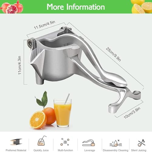 Hand Juicer Stainless Steel, Manual Lemon Squeezer for Orange 304 Stainless Steel Aluminum Alloy, Lime, Grapefruit Non-Slip Grip, Easy to Clean Hand Press Juice Extractor (cerise)
