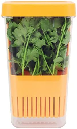 LUVCOSY Fresh Herb Keeper for Refrigerator, Clear BPA-Free Herb Saver, Storage Container for Cilantro, Parsley, Thyme, Mint & Asparagus, Preserver Keeps Fresh Herbs for 3 Times Longer, Orange