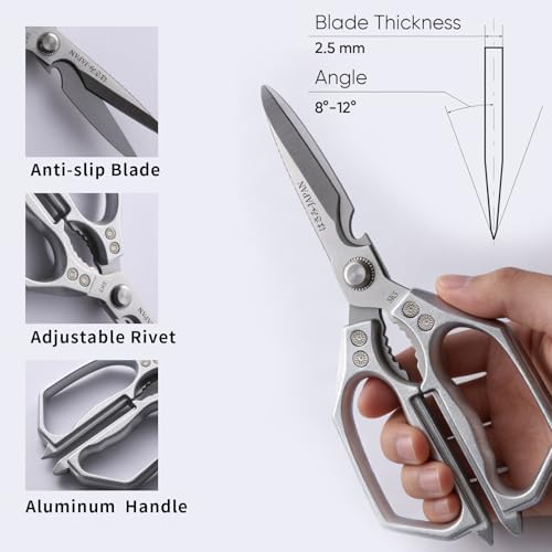 Kitchen Scissors - Kitchen Shears for Food, Sharp Meat Cutting Scissor, Heavy Duty Poultry Shear for Food, Japan Cooking Scissors, Chicken Shears Gifts for Men Women