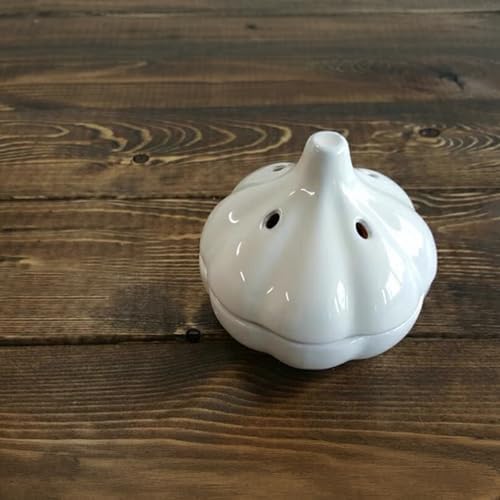 Ceramic Garlic Keeper Storage Jar: Garlic Keeper for Counter, Garlic Holder Storage Container with Breathable Holes, Kitchen Garlic Saver Storage Pod to Keep Garlic Cloves Fresh Longer