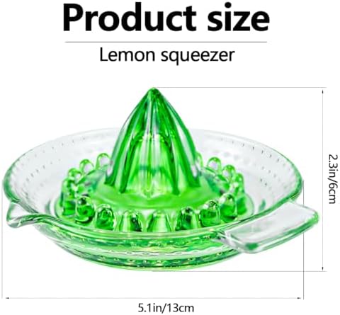 DOERDO Lemon Squeezer Fruit Hand Squeezer Manual Juicer Dishwasher Safe, Heavyweight Glass, 5.1x2.3Inch, Green