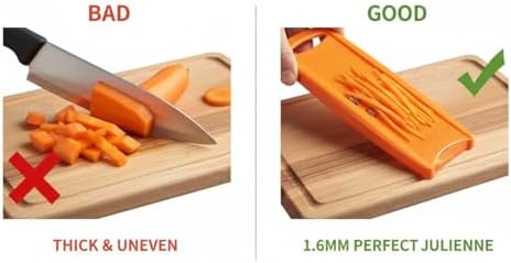Korean Carrot Grater – 1.6mm Julienne Slicer, Stainless Steel Blades, Handheld Vegetable Shredder for Carrots, Cabbage, Onion, Potato & Beet, Dishwasher Safe