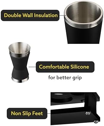 Excellent Grip Mixology Bartender Kit - Drink Mixer Set with All Essential Bar Accessories - Premium Bar Tool Set for The Ultimate Home Bar Experience, Housewarming Gifts New Home (Black)