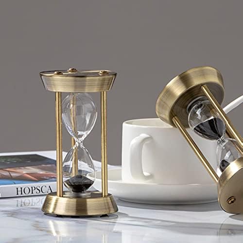 Hourglass Timer, 15 Minutes Hourglass Timer, Embossed White Sand Metal Glass Hourglass Timer, Used for Vintage Home Decoration, Office Decoration, Kitchen Wedding Gifts (F)