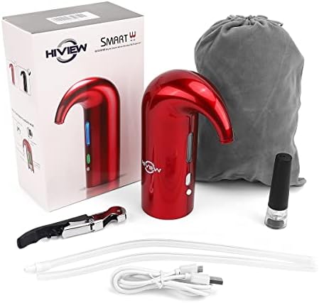Electric Wine Aerator, Wine Dispenser, Aeration and Decanter Wine Pourer, Red White Wine Accessories Best Wine Gifts -Red